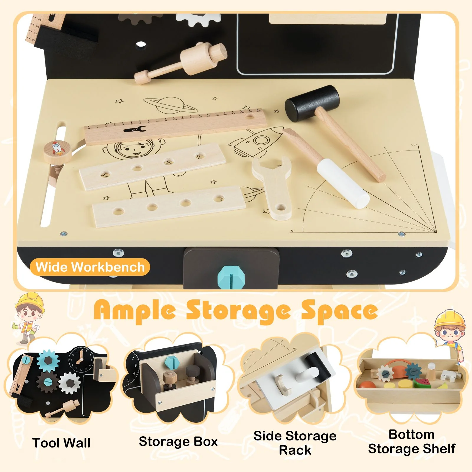 Wooden Construction Tools Workshop with Toy Tools and Accessories - Image 5