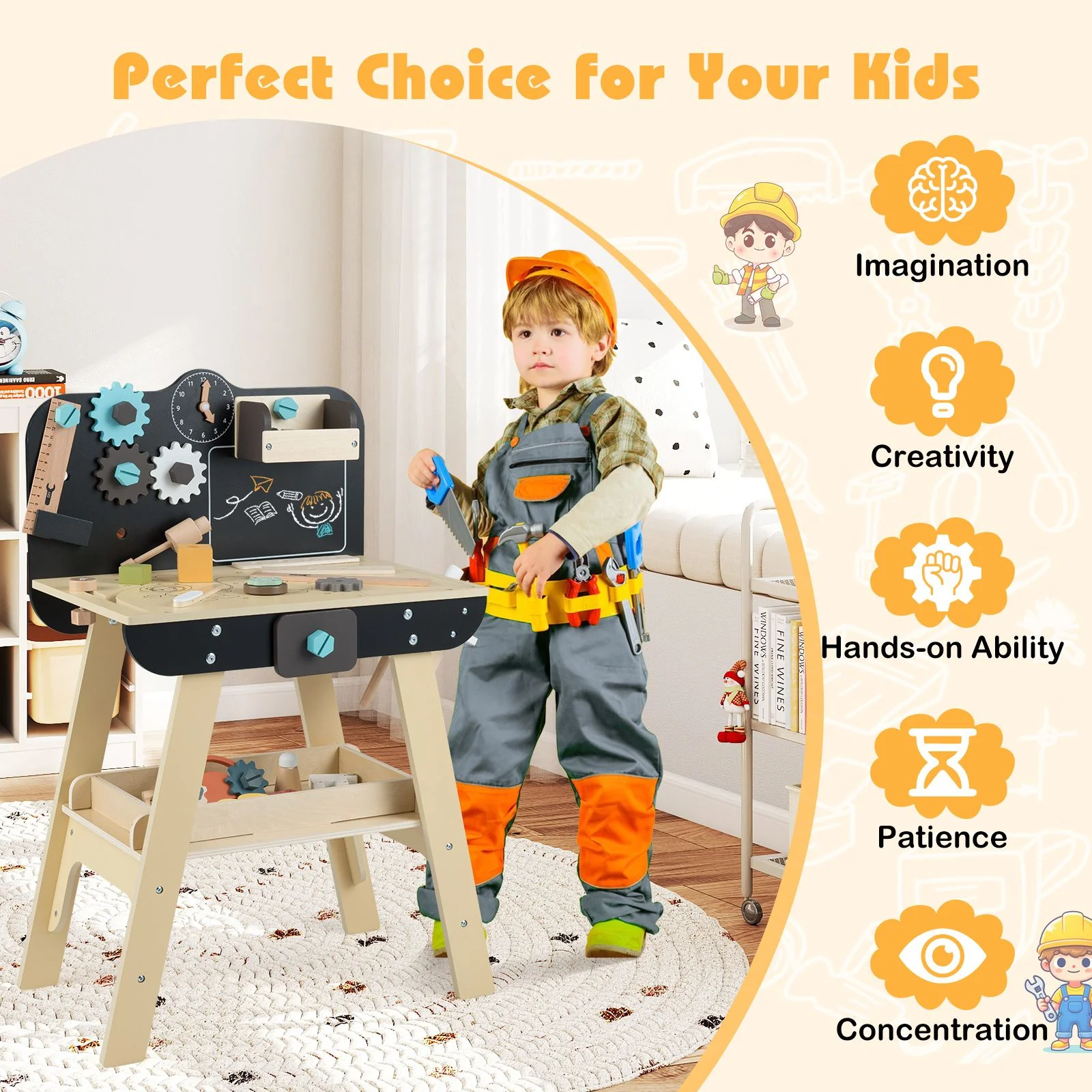 Wooden Construction Tools Workshop with Toy Tools and Accessories - Image 7