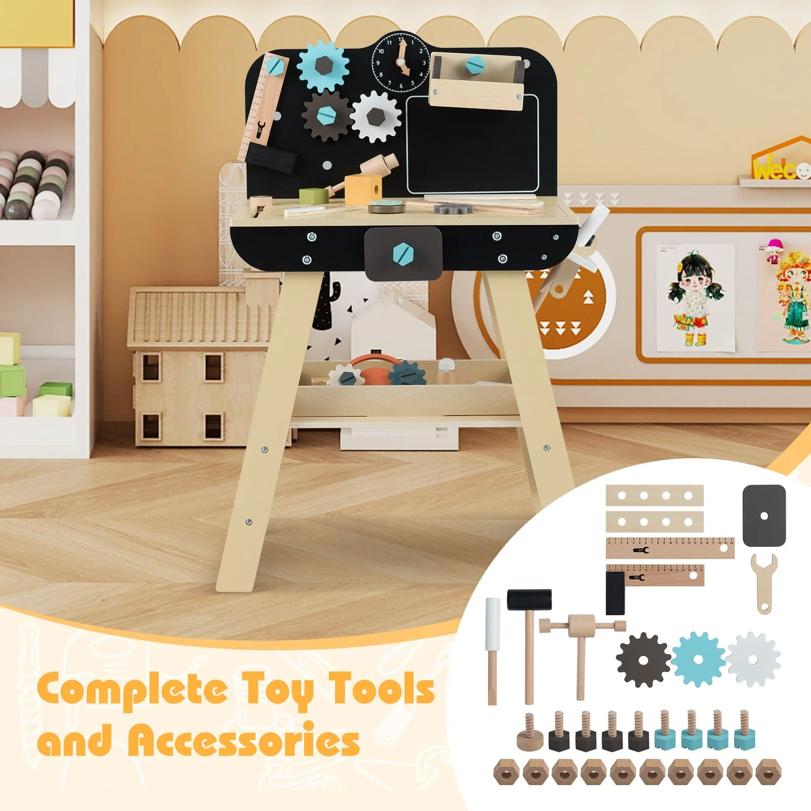 Wooden Construction Tools Workshop with Toy Tools and Accessories - Image 8