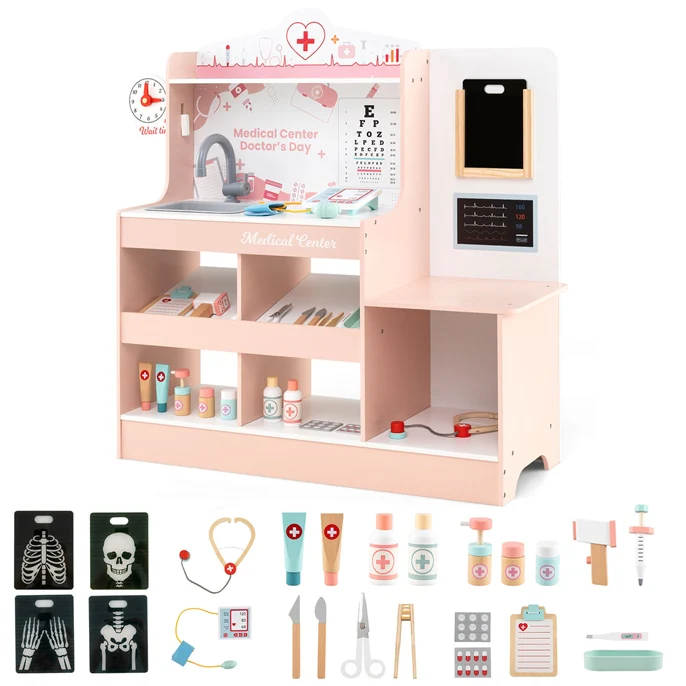 Wooden Doctor Play Set with 24 Pieces Toy Accessories for Kids - Image 10
