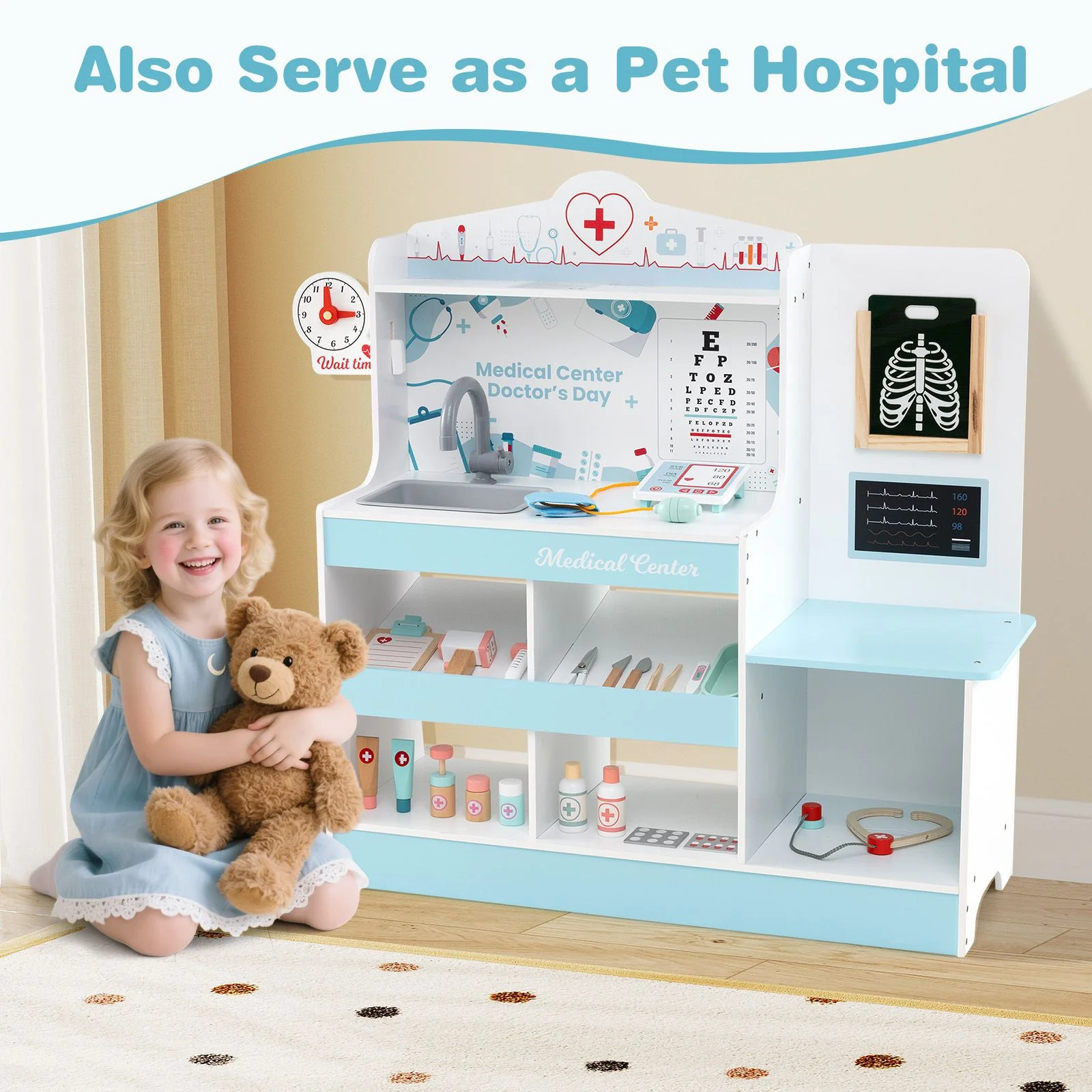 Wooden Doctor Play Set with 24 Pieces Toy Accessories for Kids - Image 3