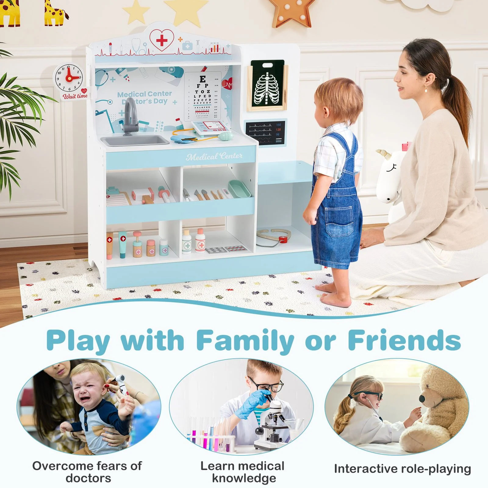 Wooden Doctor Play Set with 24 Pieces Toy Accessories for Kids - Image 4