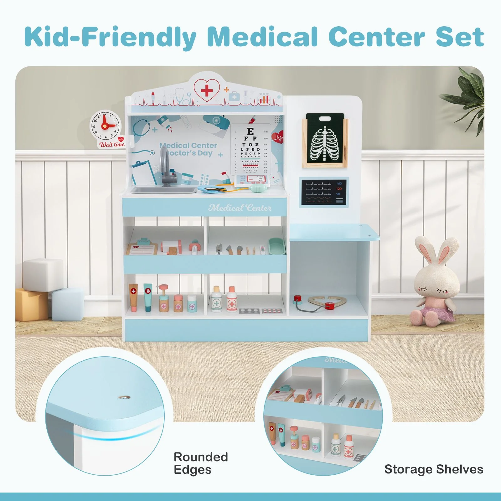 Wooden Doctor Play Set with 24 Pieces Toy Accessories for Kids - Image 5