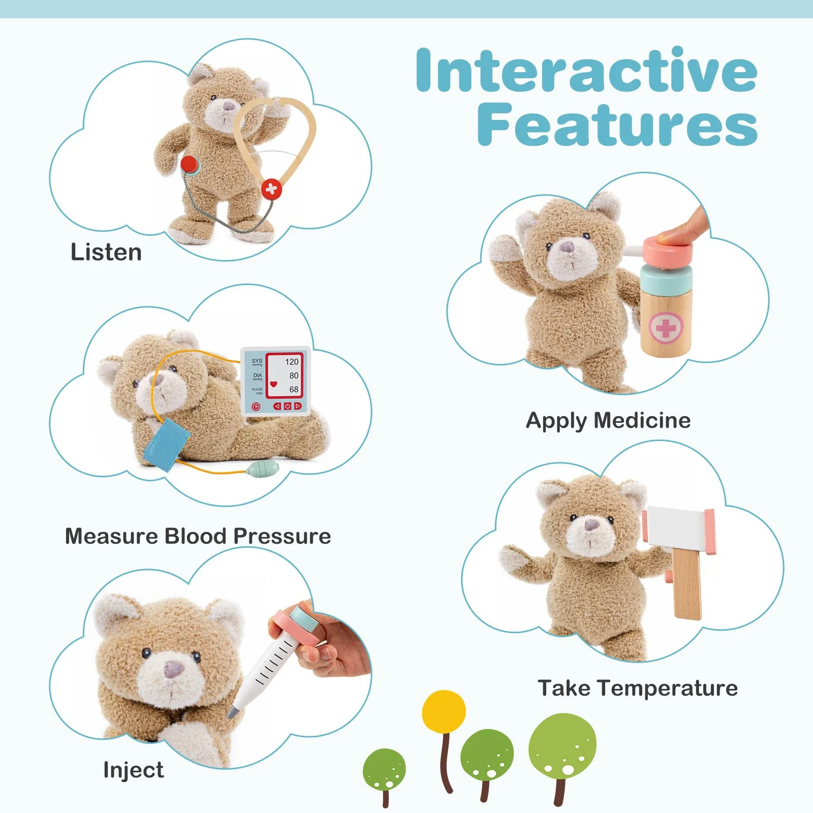 Wooden Doctor Play Set with 24 Pieces Toy Accessories for Kids - Image 8