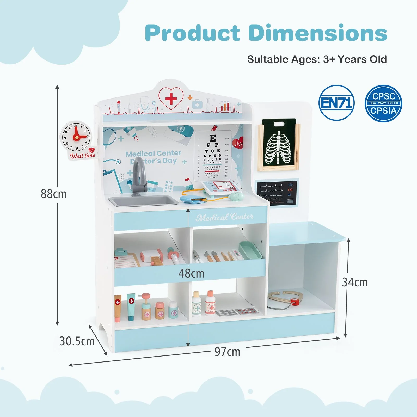 Wooden Doctor Play Set with 24 Pieces Toy Accessories for Kids - Image 9