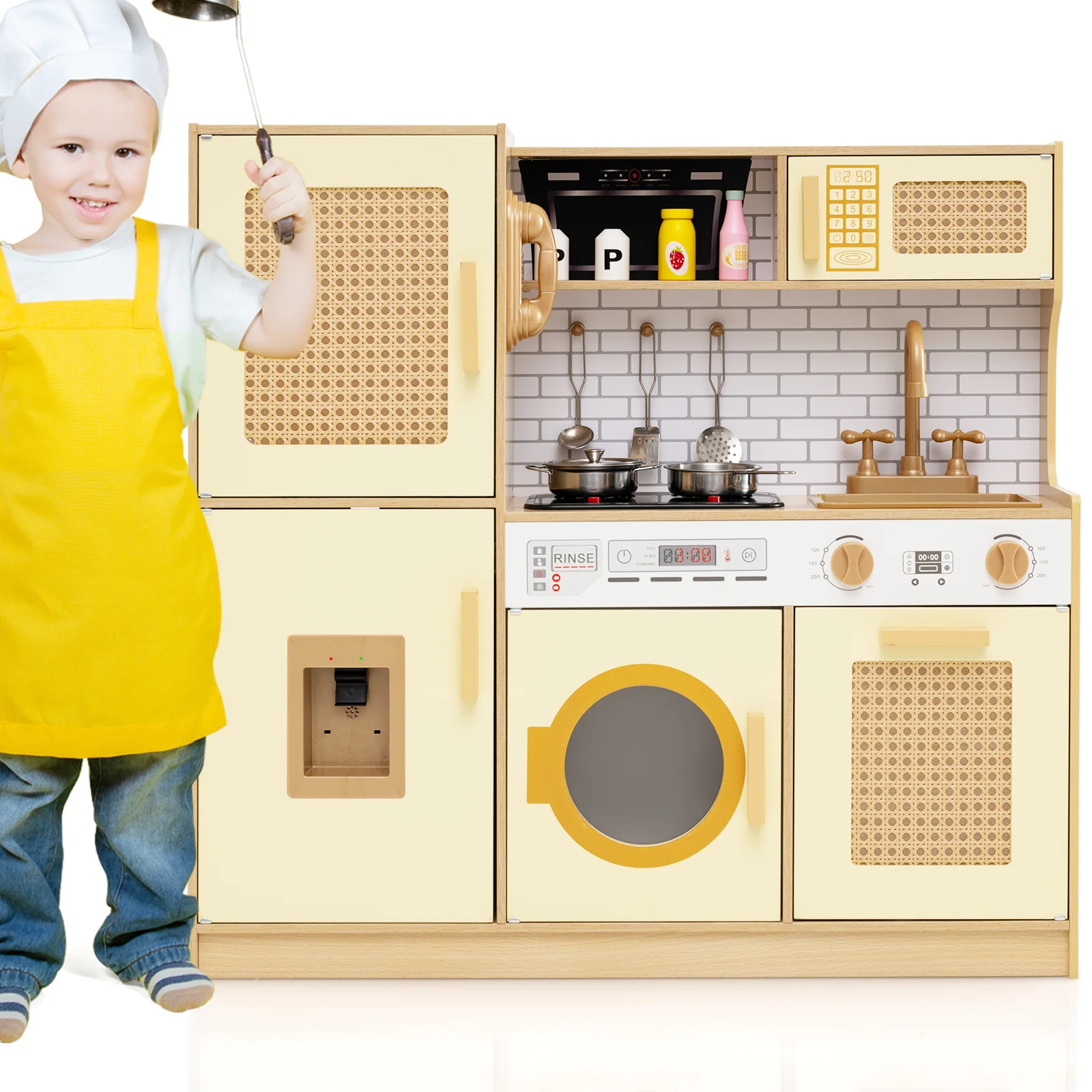 Wooden Kids Kitchen Playset, Pretend Play Kitchen - Image 10