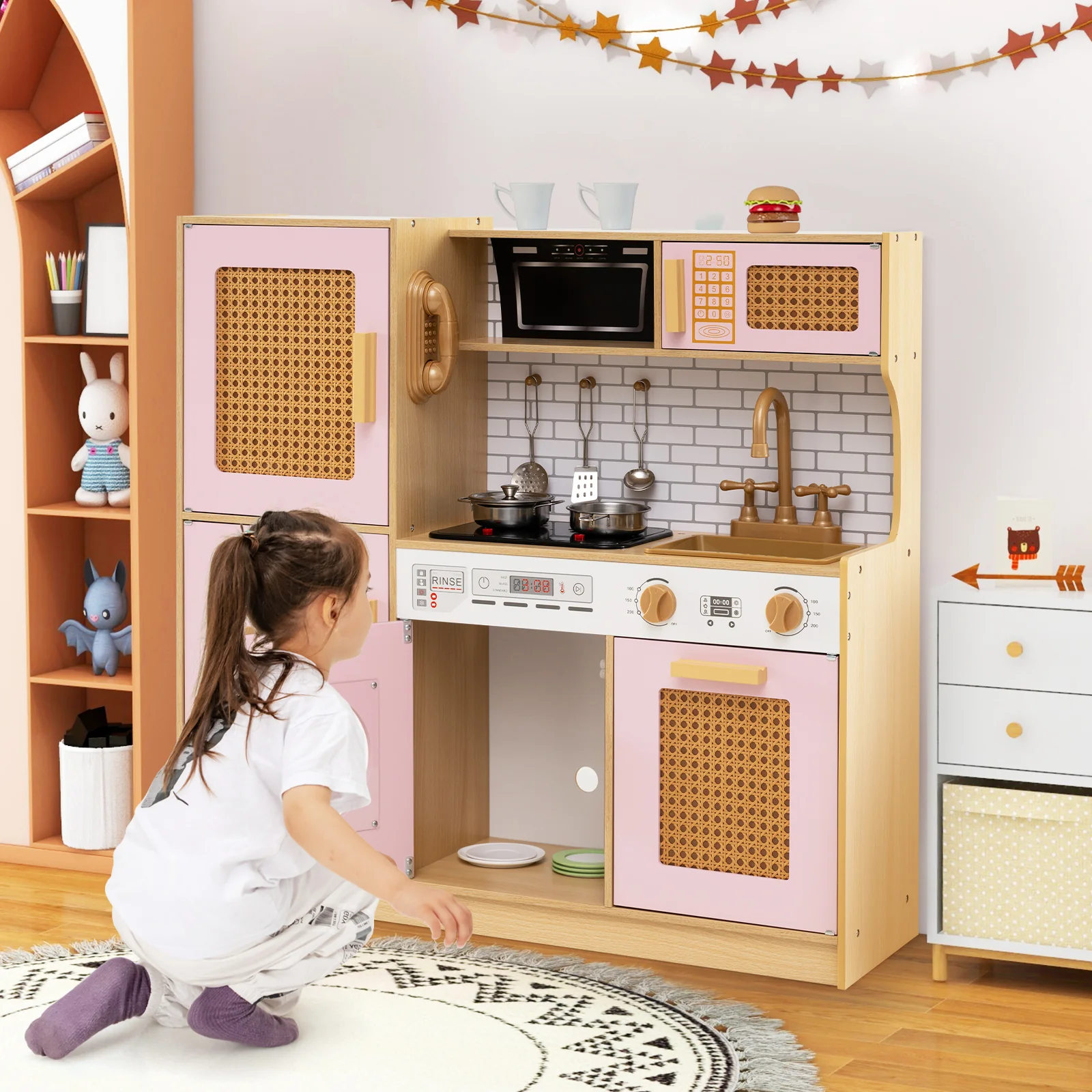 Wooden Kids Kitchen Playset, Pretend Play Kitchen - Image 2