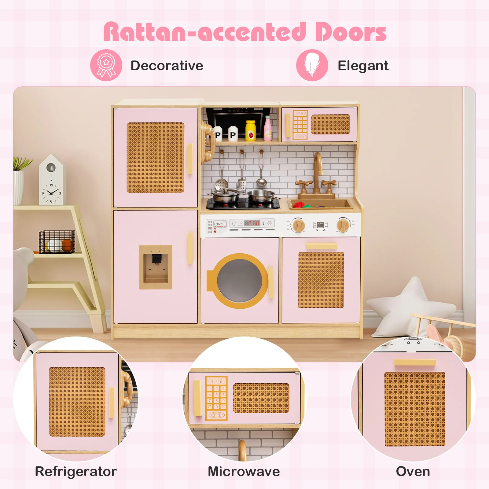 Wooden Kids Kitchen Playset, Pretend Play Kitchen - Image 4