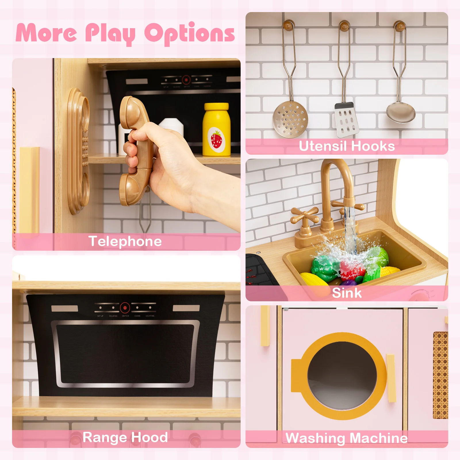 Wooden Kids Kitchen Playset, Pretend Play Kitchen - Image 5