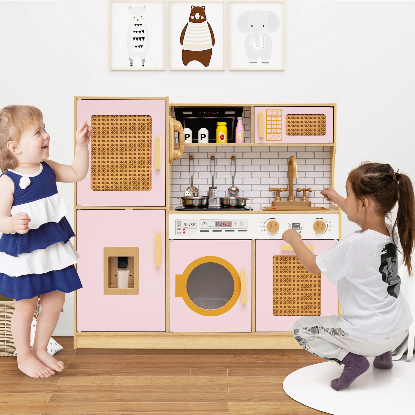 Wooden Kids Kitchen Playset, Pretend Play Kitchen - Image 8