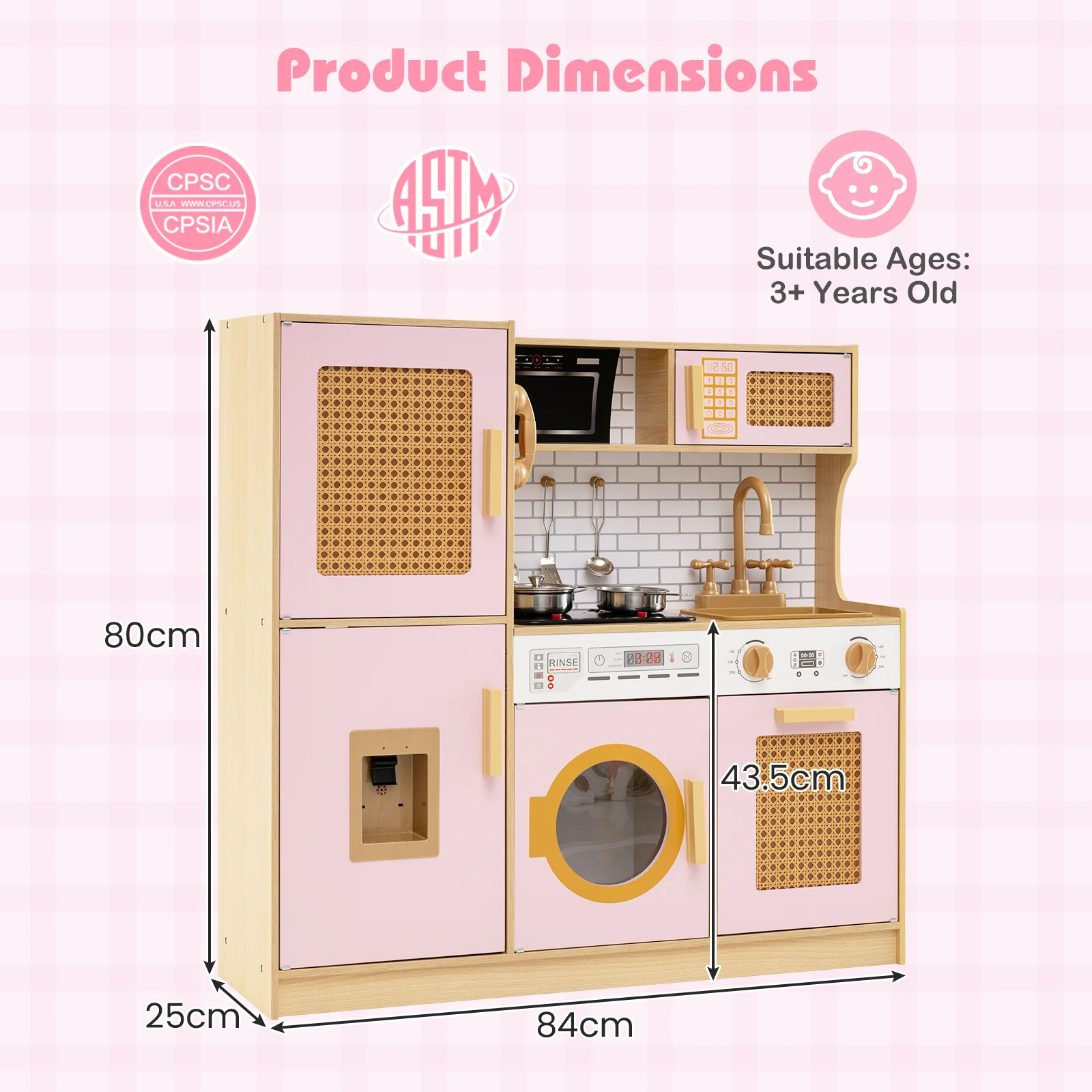 Wooden Kids Kitchen Playset, Pretend Play Kitchen - Image 9