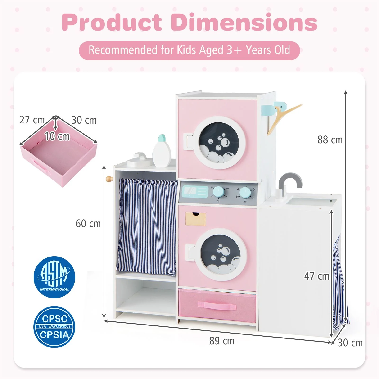 Wooden Kids Laundry Playset with Laundry Detergent Bottle - Image 3