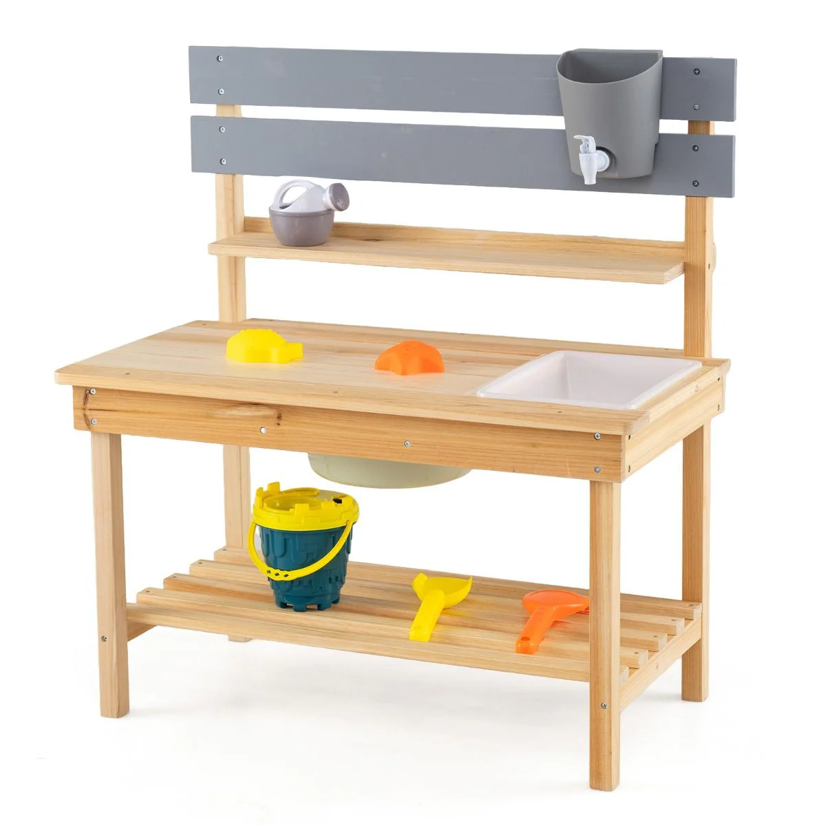 Wooden Kitchen Playset with Extended Tabletop