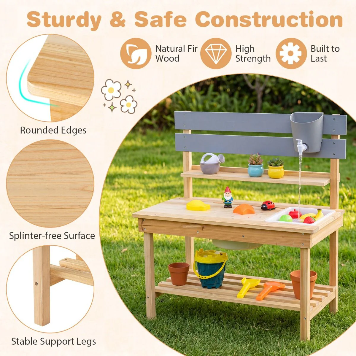 Wooden Kitchen Playset with Extended Tabletop - Image 10