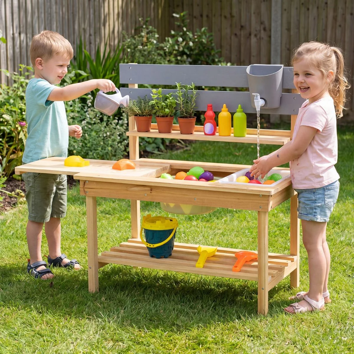 Wooden Kitchen Playset with Extended Tabletop - Image 3