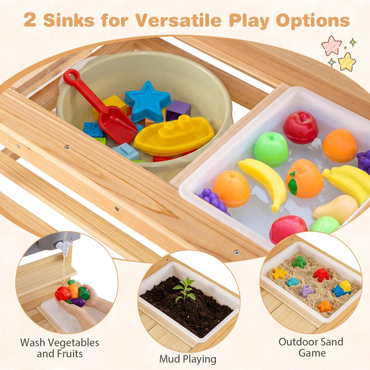 Wooden Kitchen Playset with Extended Tabletop - Image 4