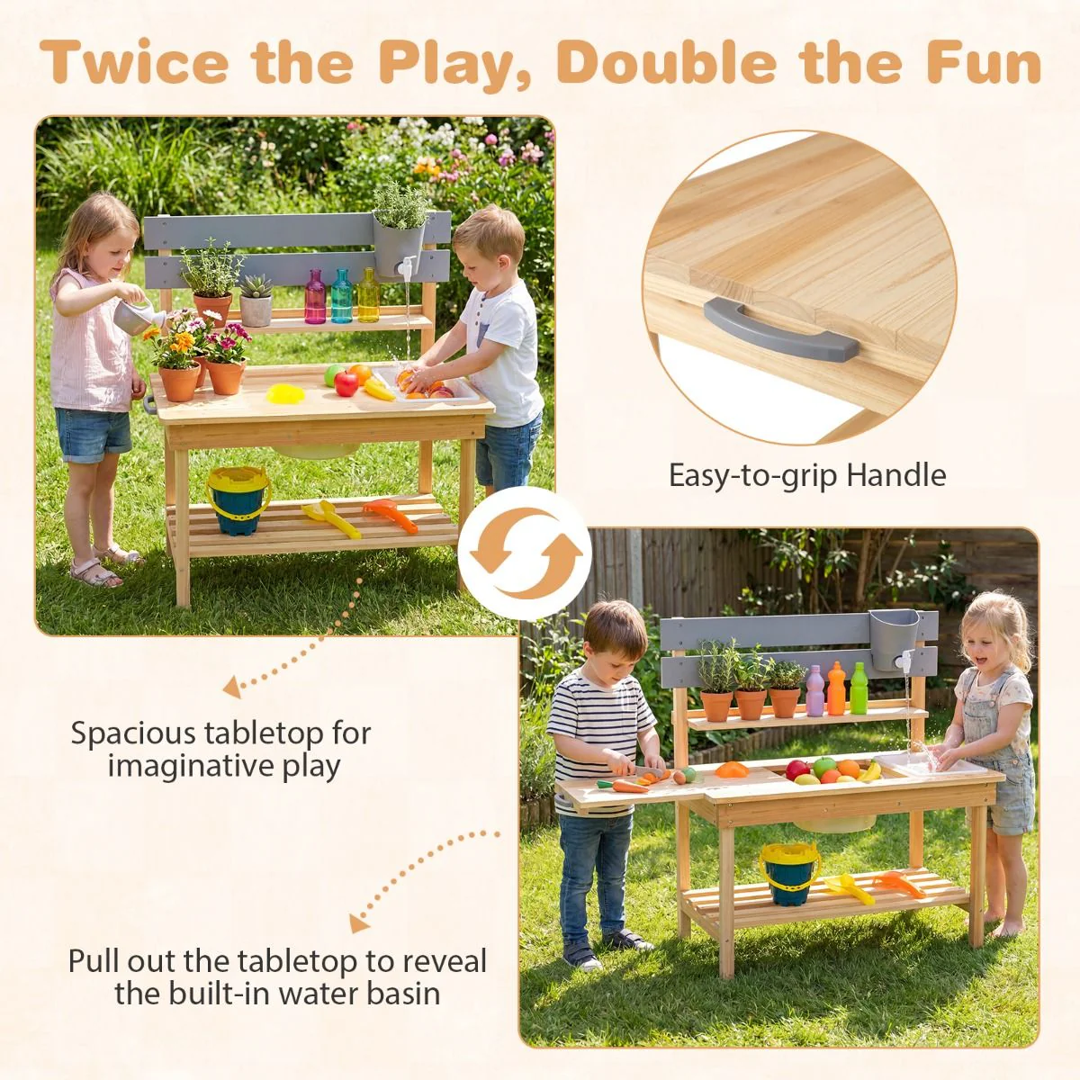 Wooden Kitchen Playset with Extended Tabletop - Image 6