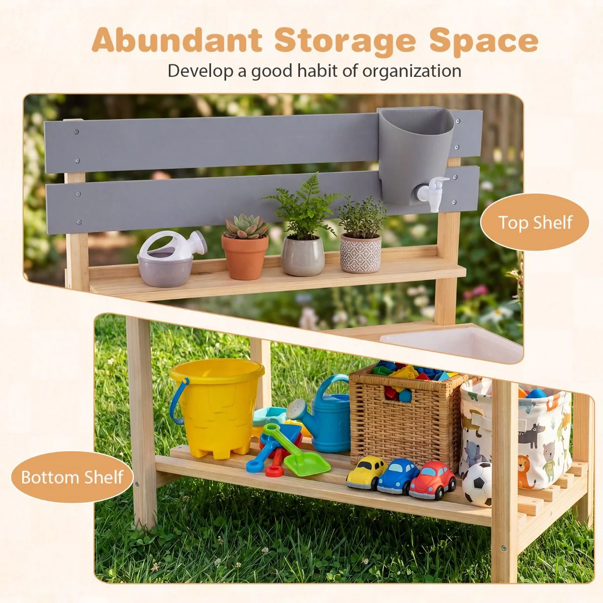 Wooden Kitchen Playset with Extended Tabletop - Image 8