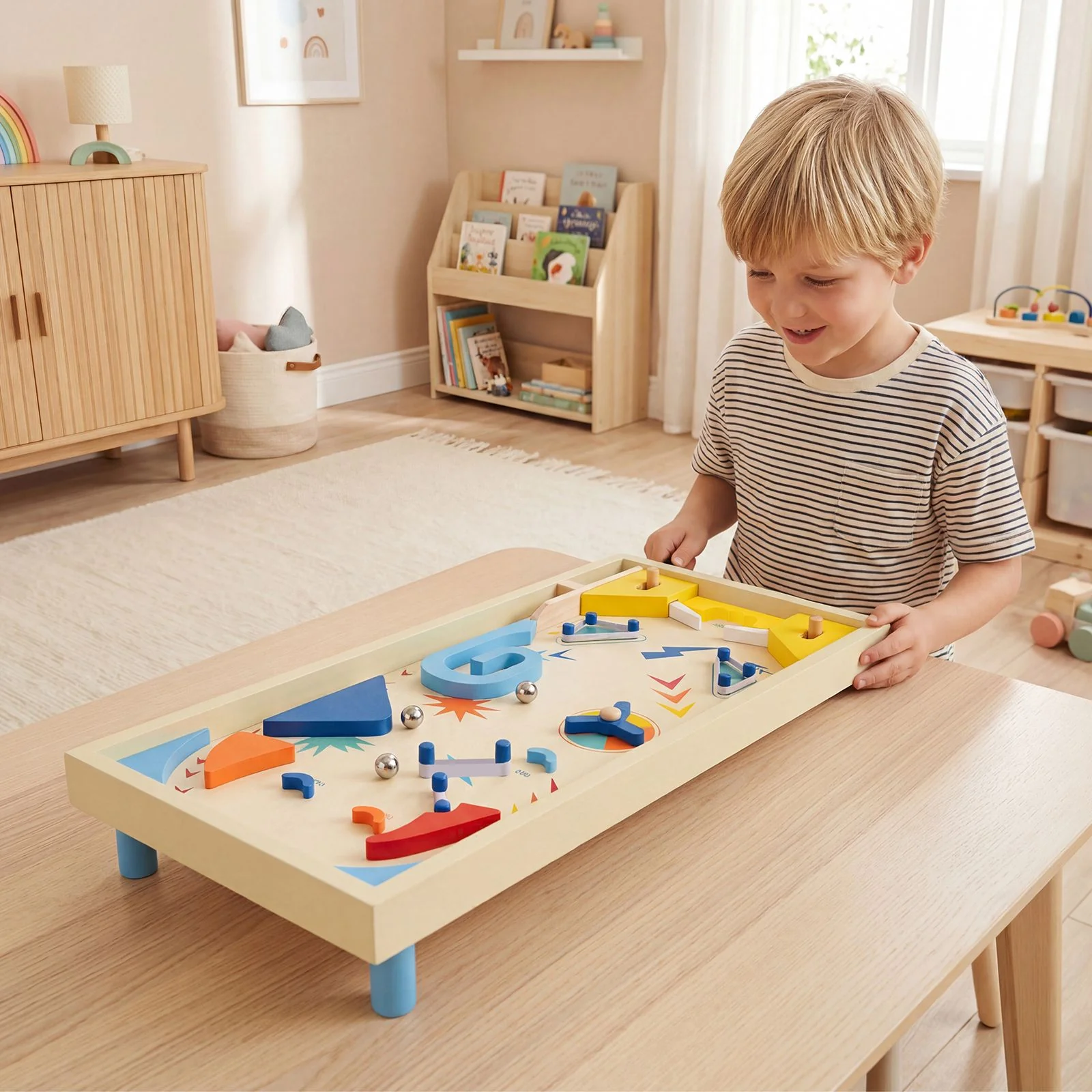 Wooden Pinball Machine with 3 Balls for Kids 6+ and Adults - Image 2