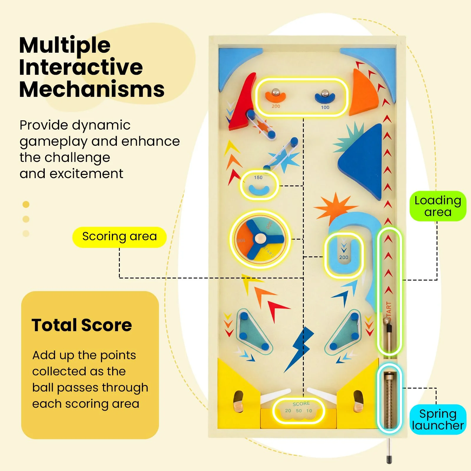 Wooden Pinball Machine with 3 Balls for Kids 6+ and Adults - Image 8