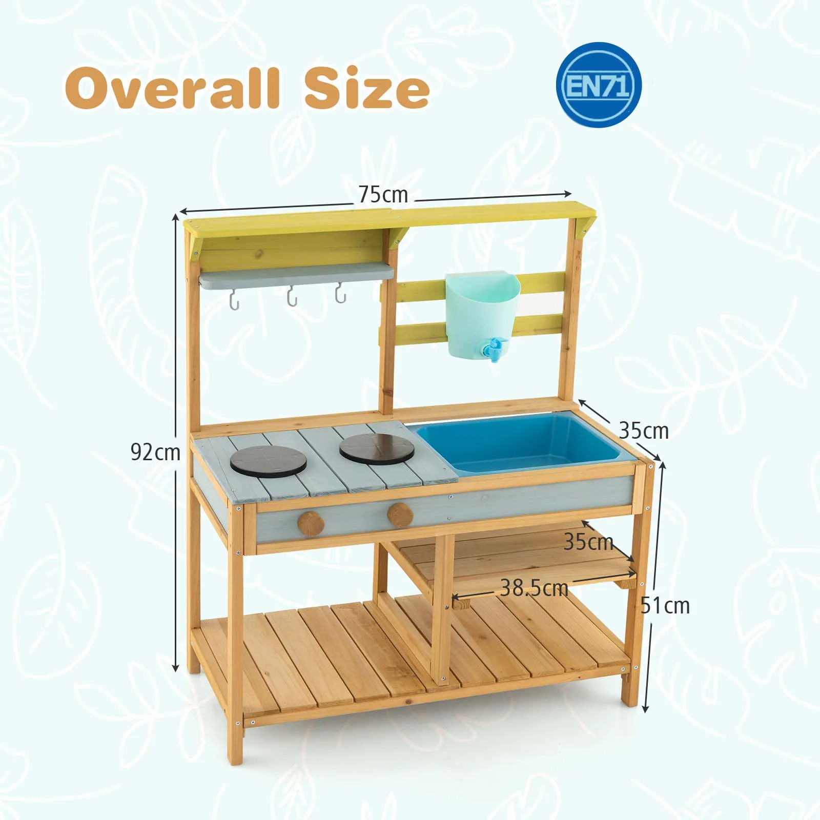 Wooden Play Kitchen Set, Fun Backyard Play Kitchen Toy for Toddlers - Image 9