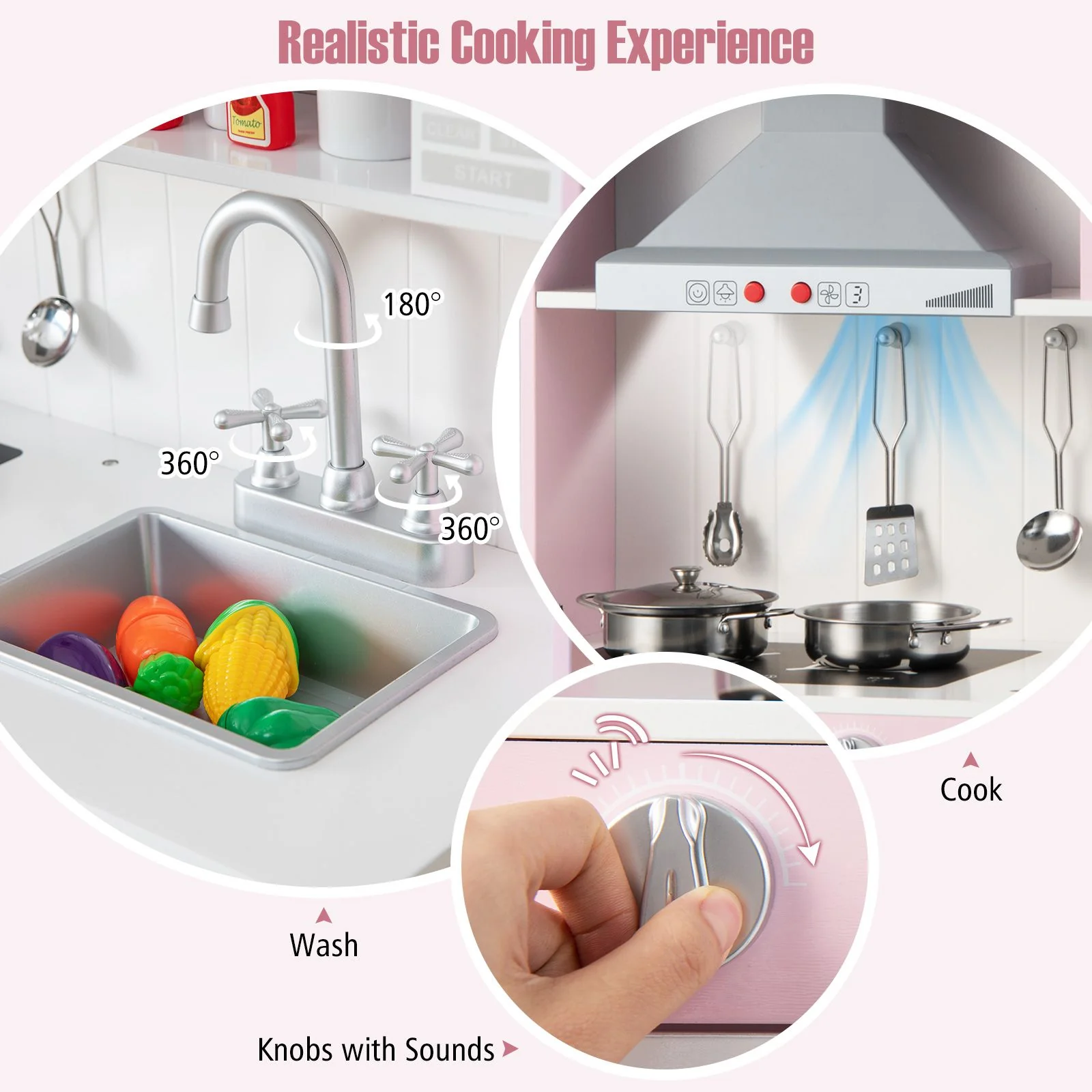 Wooden Toddler Kitchen Playset with Cookware Accessories for Kids - Image 6