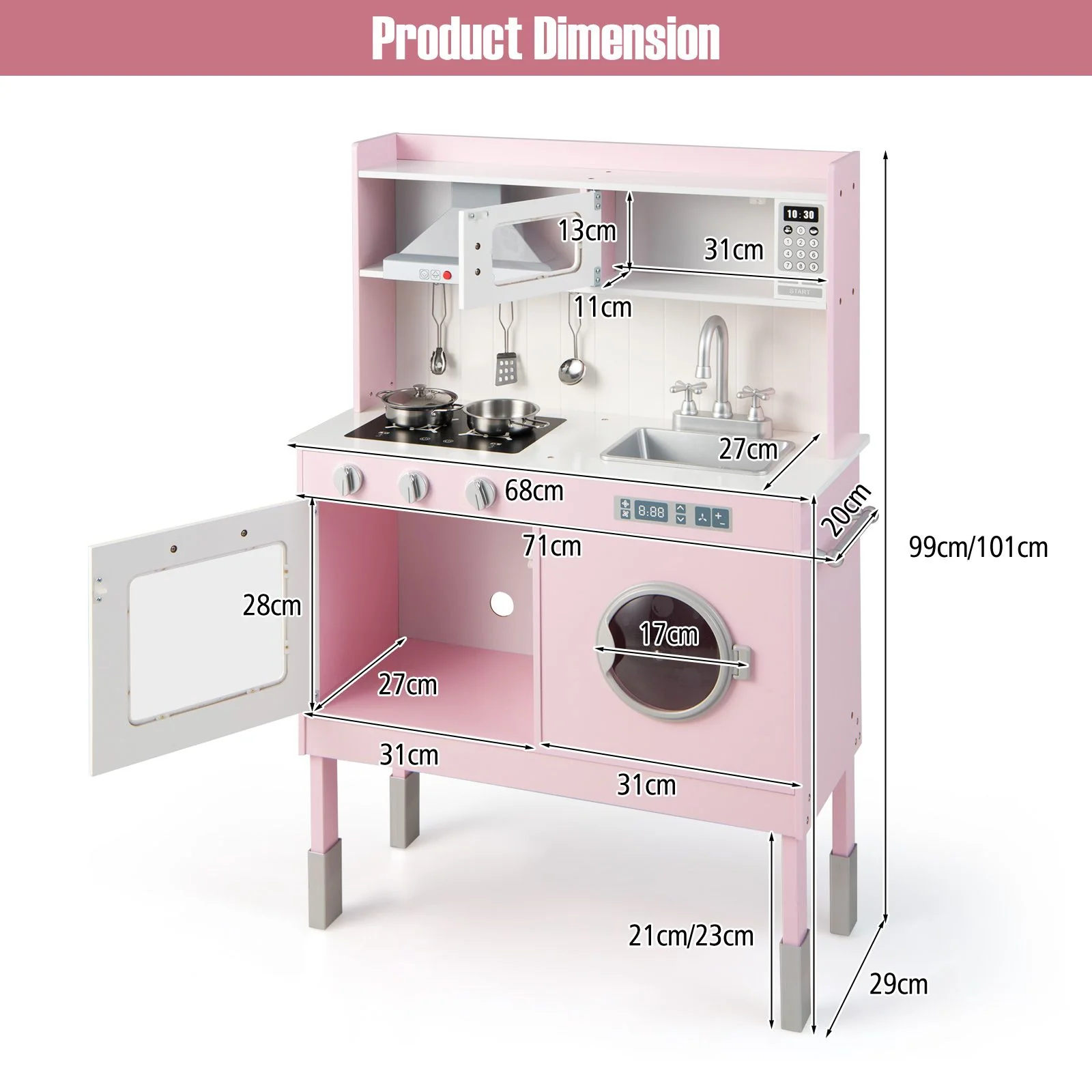 Wooden Toddler Kitchen Playset with Cookware Accessories for Kids - Image 7